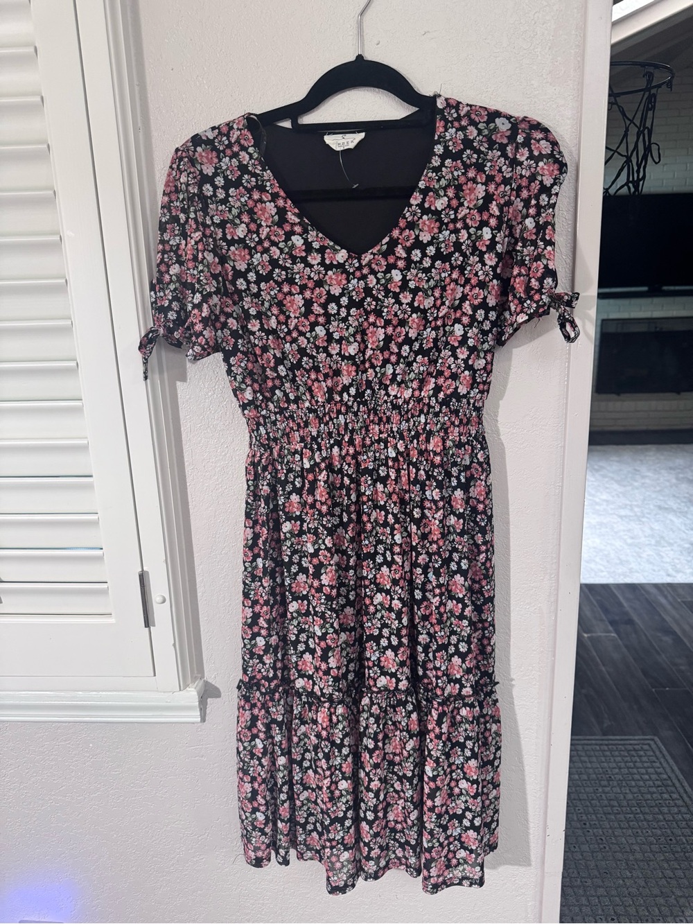 Ember Black Floral Midi Dress